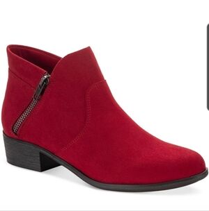 Sun + Stone Red Ankle Booties with Side Zip 5.5